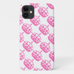 Keep Calm and Carry On Pink Crown on White iPhone 11 Case