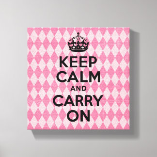 Keep Calm and Carry On Pink Diamonds Canvas Print