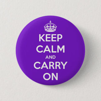 Keep Calm and Carry On Purple Pinback Button