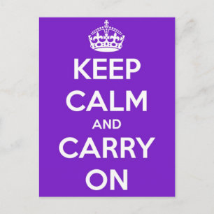 Keep Calm and Carry On Purple Postcard