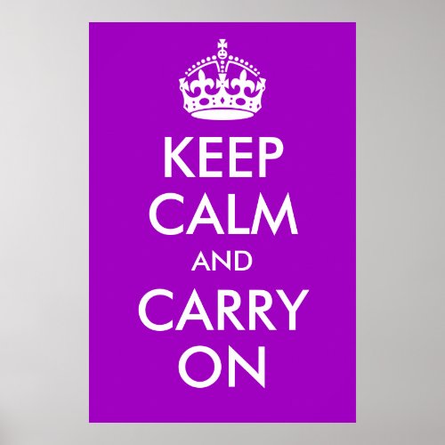 Keep Calm and Carry On Purple Print