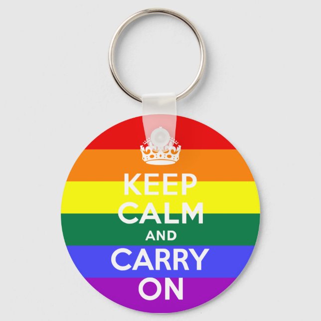 Keep Calm and Carry On Rainbow Keychain (Front)