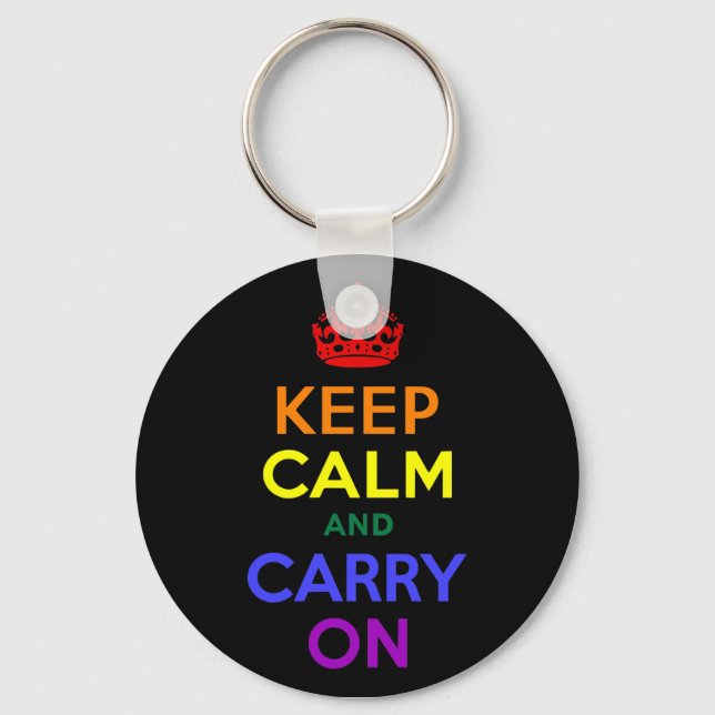 Keep Calm and Carry On Rainbow Keychain (Front)