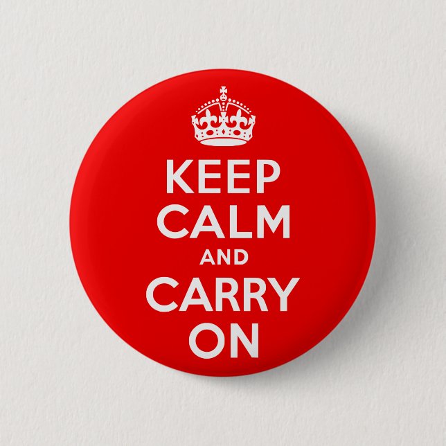 Keep Calm and Carry On Red Button (Front)