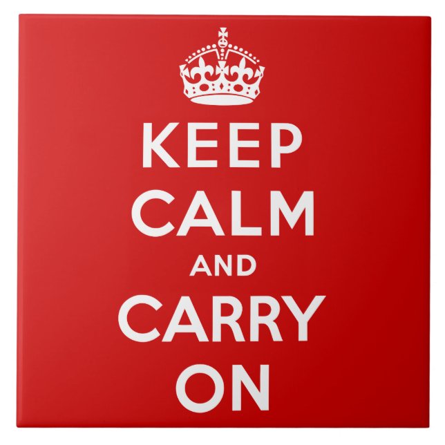Keep Calm and Carry On (Red Design) Ceramic Tile (Front)