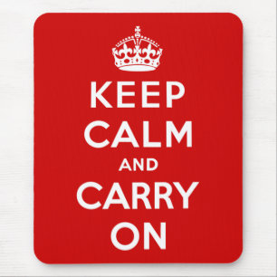 Keep Calm and Carry On (Red Design) Mouse Pad