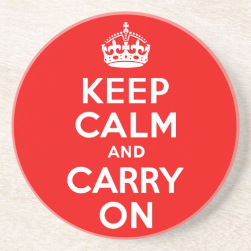 Keep Calm and Carry On Red Drink Coaster