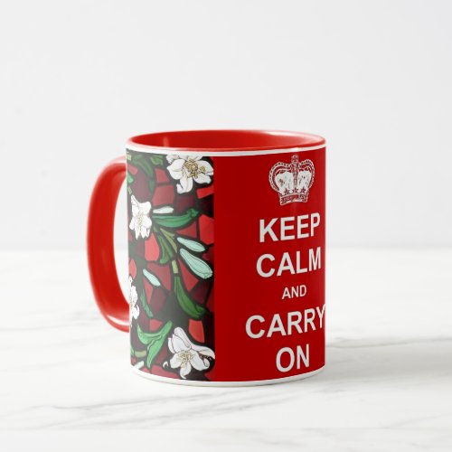 Keep Calm and Carry On Red Floral Combo Mug