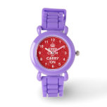 Keep Calm And Carry On Red Glitter Watch at Zazzle
