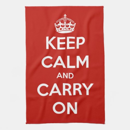 Keep Calm and Carry On Red Kitchen Towel