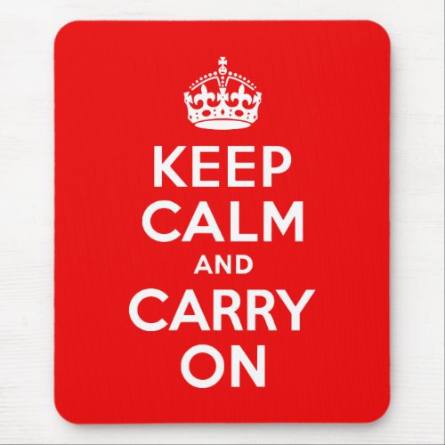 Keep Calm and Carry On Red Mouse Pad