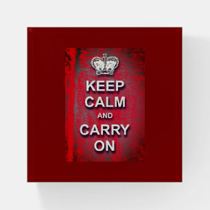 Keep Calm and Carry On Red Vintage Paperweight