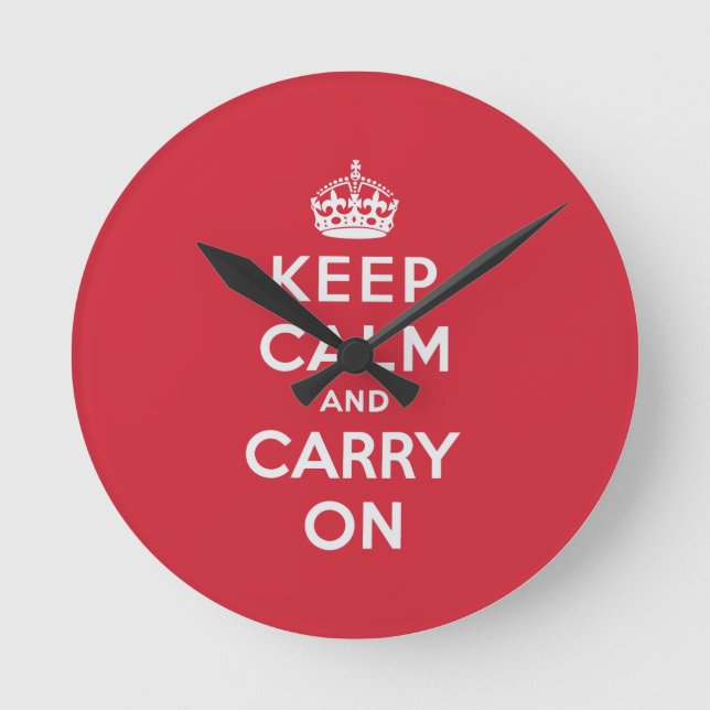 Keep Calm And Carry On Round Clock (Front)
