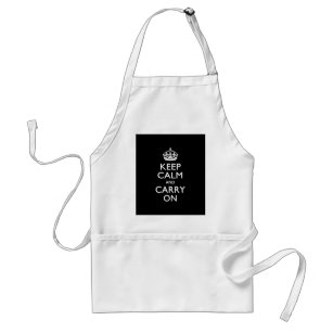 KEEP CALM AND CARRY ON Solid Black Adult Apron