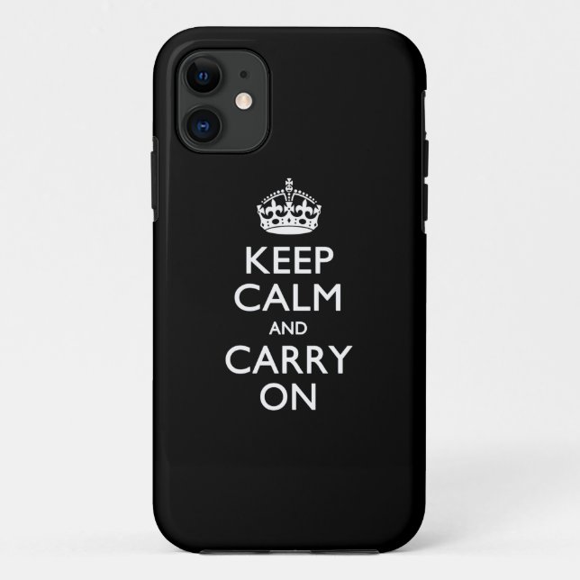 KEEP CALM AND CARRY ON Solid Black Case-Mate iPhone Case (Back)