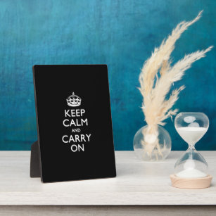 KEEP CALM AND CARRY ON Solid Black Plaque
