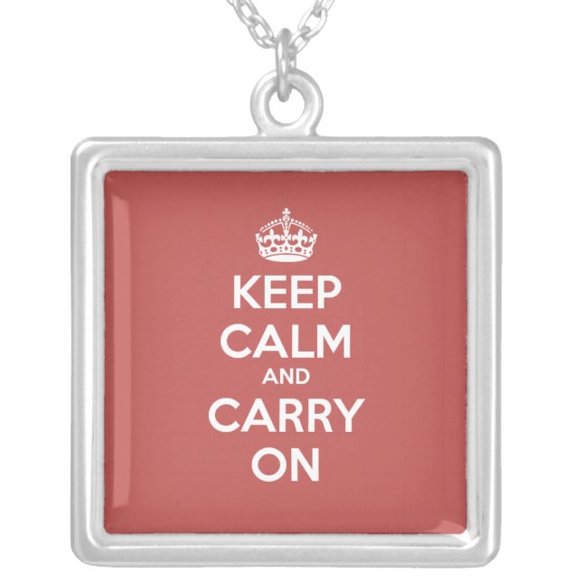 Keep Calm and Carry On Square Necklace - Brick (Front)