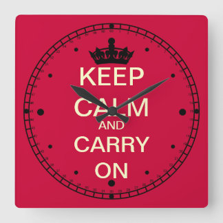 Keep Calm And Carry On Square Wall Clock