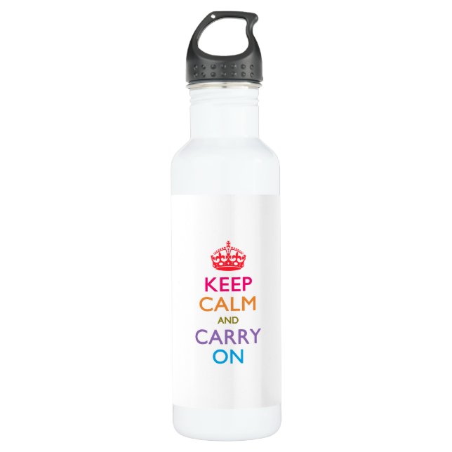KEEP CALM AND CARRY ON STAINLESS STEEL WATER BOTTLE (Front)