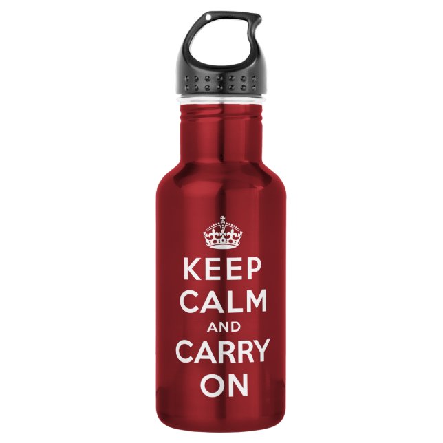 Keep Calm and Carry On Stainless Steel Water Bottle (Front)