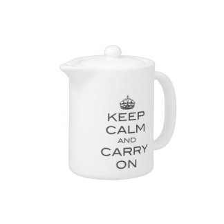 Keep Calm and Carry On Tea Pot - Grey