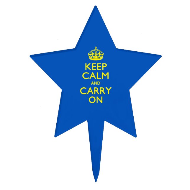 KEEP CALM AND CARRY ON True Blue Cake Topper (Front)