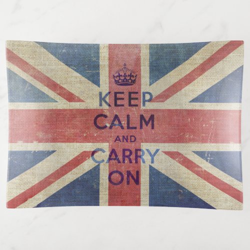 Keep Calm and Carry On  UK Flag Trinket Tray