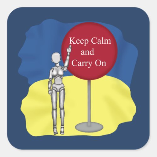 Keep Calm and Carry On  Ukraine strong Square Sticker