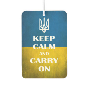 Keep calm and carry on Ukrainian emblem trident Air Freshener