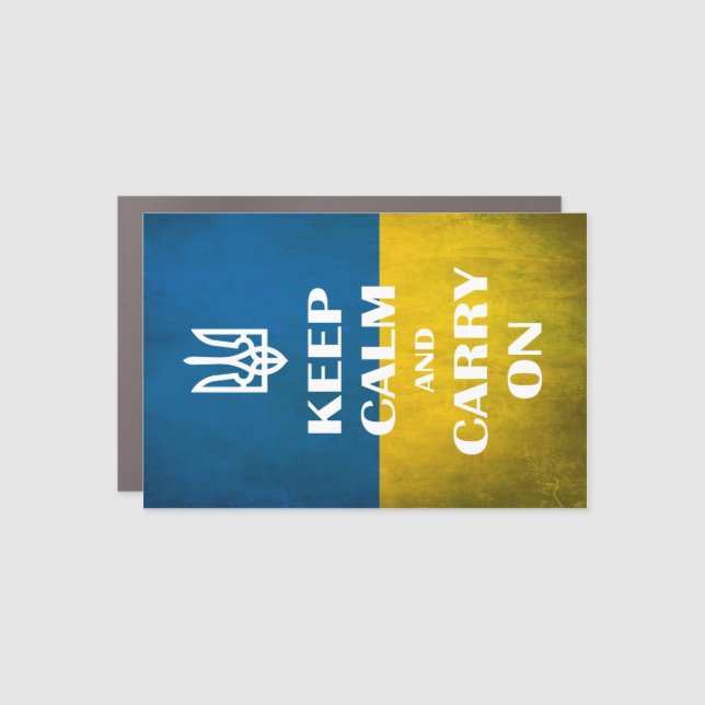 Keep calm and carry on Ukrainian emblem trident  Car Magnet (Front)