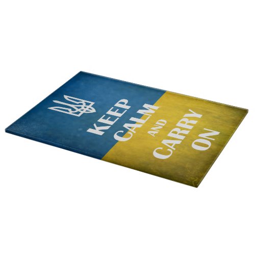 Keep calm and carry on Ukrainian emblem trident  Cutting Board