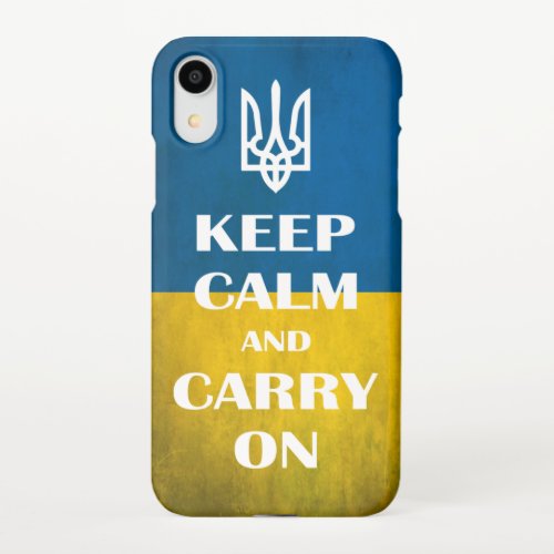 Keep calm and carry on Ukrainian emblem trident    iPhone XR Case