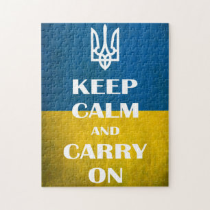 Keep calm and carry on Ukrainian emblem trident Jigsaw Puzzle