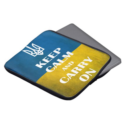 Keep calm and carry on Ukrainian emblem trident    Laptop Sleeve