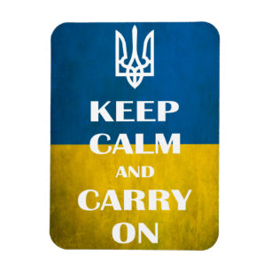 Keep calm and carry on Ukrainian emblem trident   Magnet