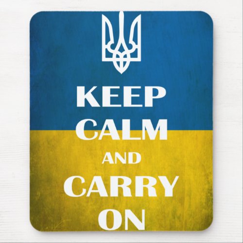 Keep calm and carry on Ukrainian emblem trident   Mouse Pad