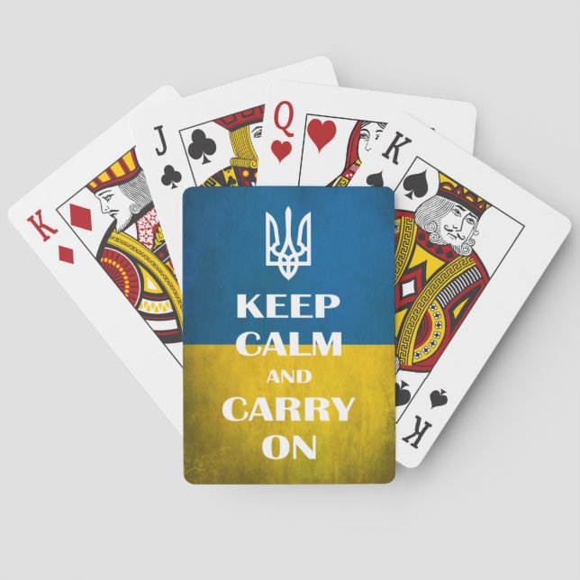 Keep calm and carry on Ukrainian emblem trident   Poker Cards (Back)