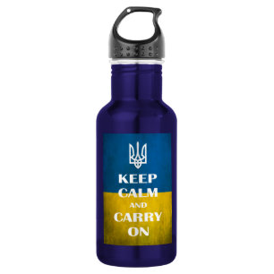 Keep calm and carry on Ukrainian emblem trident St Stainless Steel Water Bottle