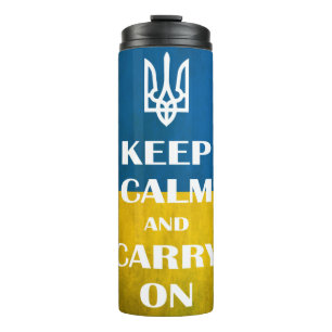 Keep calm and carry on Ukrainian emblem trident Thermal Tumbler