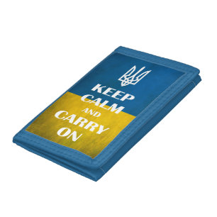 Keep calm and carry on Ukrainian emblem trident Trifold Wallet
