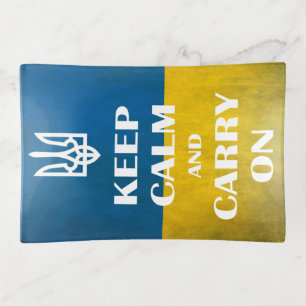 Keep calm and carry on Ukrainian emblem trident Trinket Tray