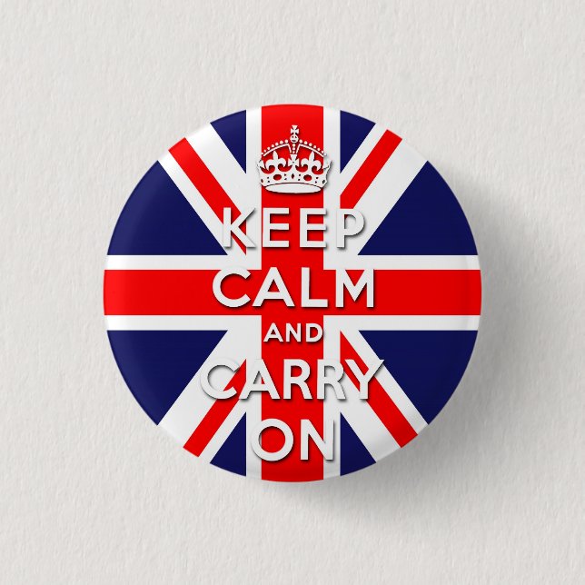 keep calm and carry on Union Jack flag Button (Front)