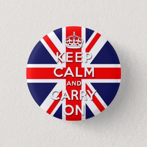 keep calm and carry on Union Jack flag Button