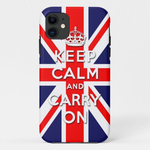 keep calm and carry on Union Jack flag iPhone 11 Case