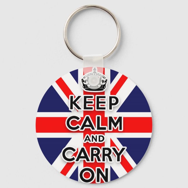 keep calm and carry on Union Jack flag Keychain (Front)