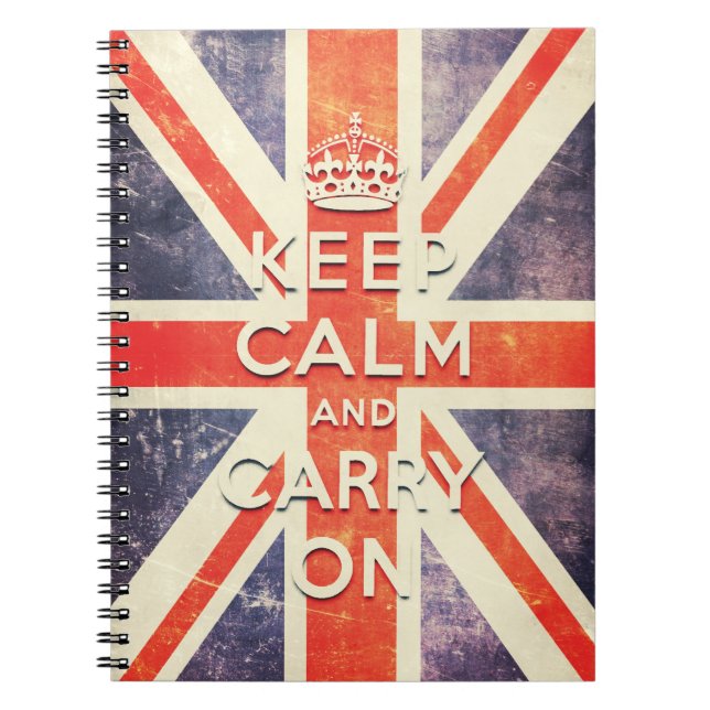 keep calm and carry on Union Jack flag Notebook (Front)