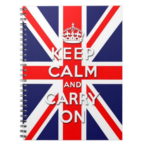 keep calm and carry on Union Jack flag Notebook