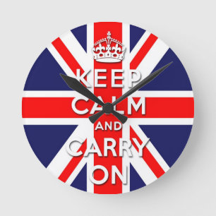 keep calm and carry on Union Jack flag Round Clock