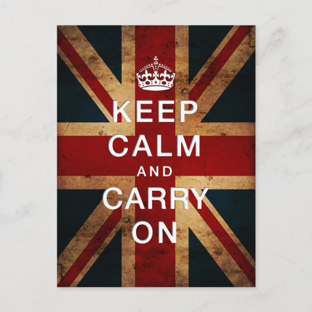 "Keep Calm and Carry On" (Union Jack) Postcard (Front)