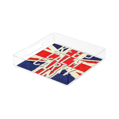 Keep Calm AND Carry ON Union Jack UK Flag Acrylic Tray